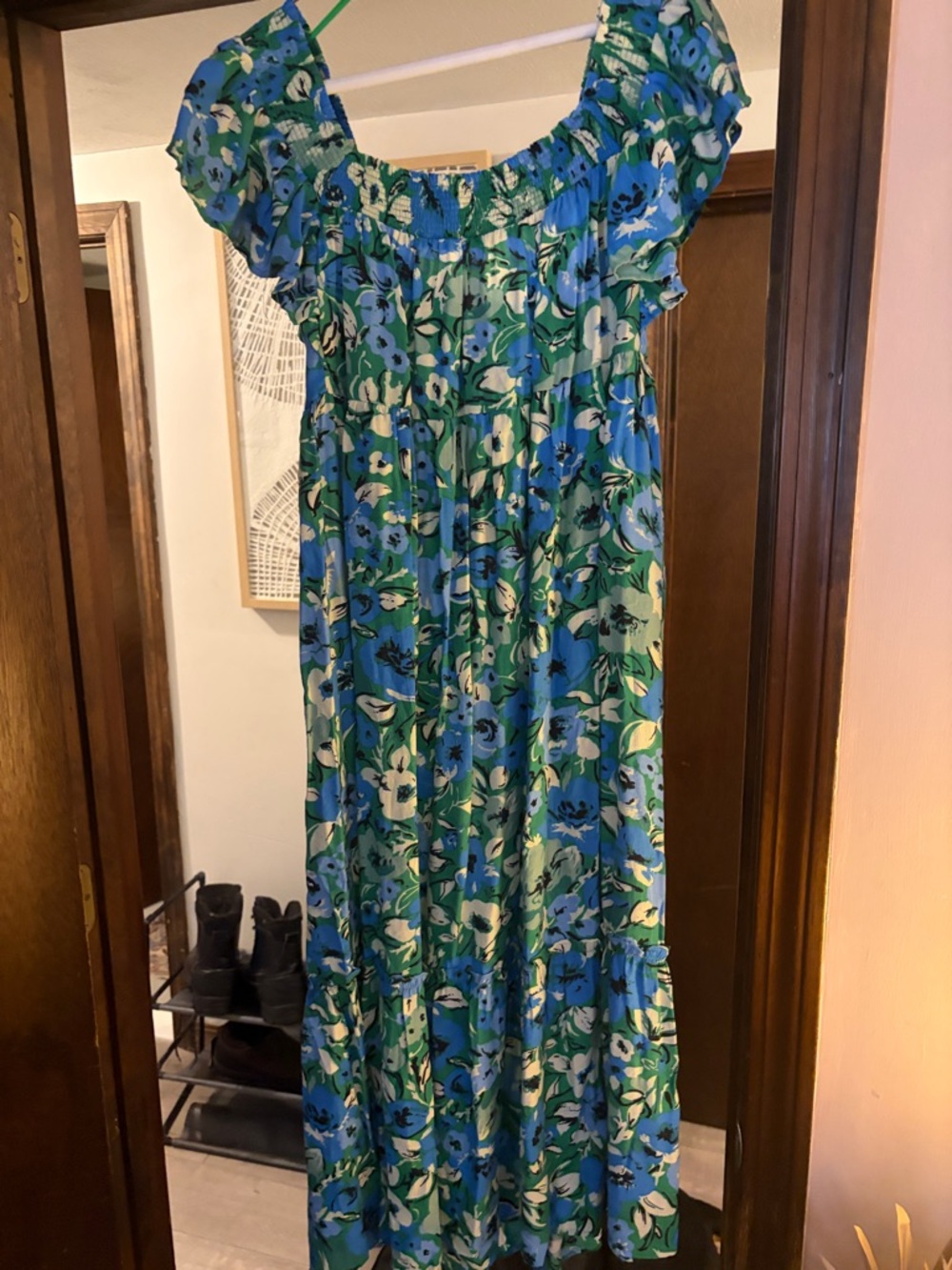 Blue & Green Floral Maxi Dress